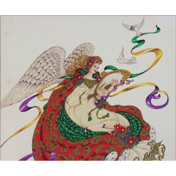 Lain Gordon Angel Of Hope Framed Print Art Painting Woman Harp Colorful Doves - Picture 3 of 9